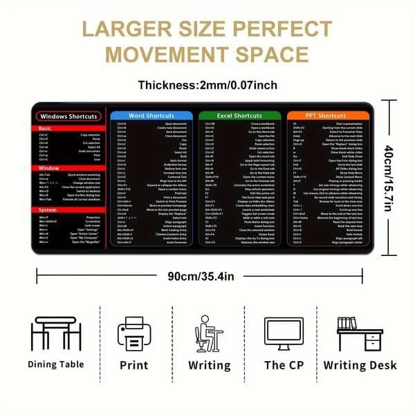 đź’–Large Size Mouse Pad With Creative Office Shortcuts For Word/Excel/PowerPoint